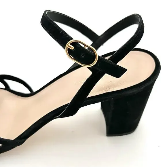 Stuart Weitzman 10.5 Starla Criss Cross Strappy Black Suede Heels Sexy MSRP $475 - Picture 4 of 12